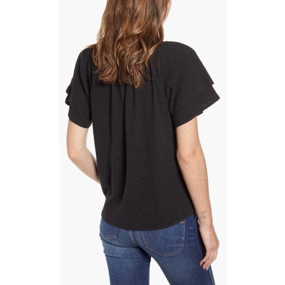 Madewell Tiered Sleeve Top - Black NEW WITH TAGS - Picture 2 of 6